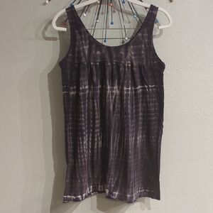 Allen Allen Top Tunic Dress Tie Dye Size Medium Black Gray Boho Grunge